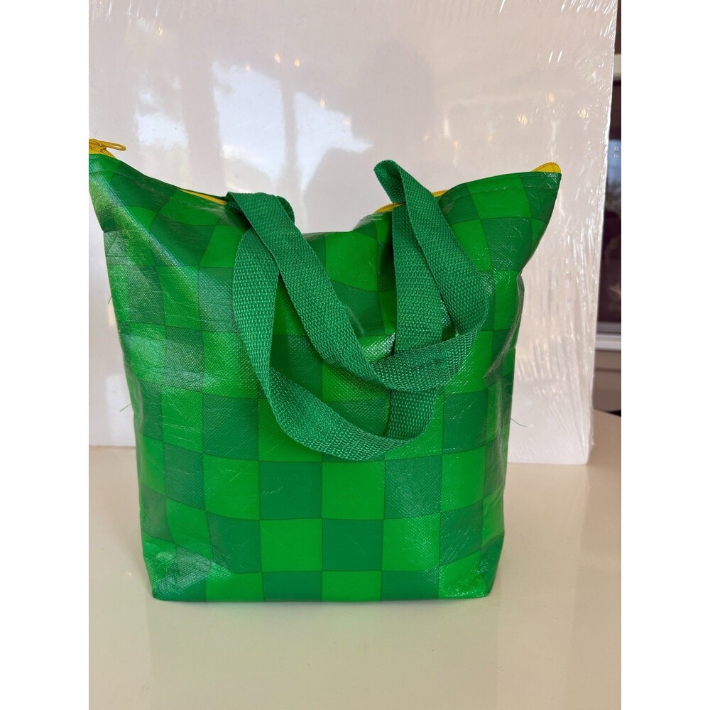 Avon Green Skin So Soft Bug Guard Green Checkered Tote Bag Logo 12X15 - Picture 2 of 3
